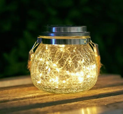 [10047] Solar Crackle Glass Mason Jar Light