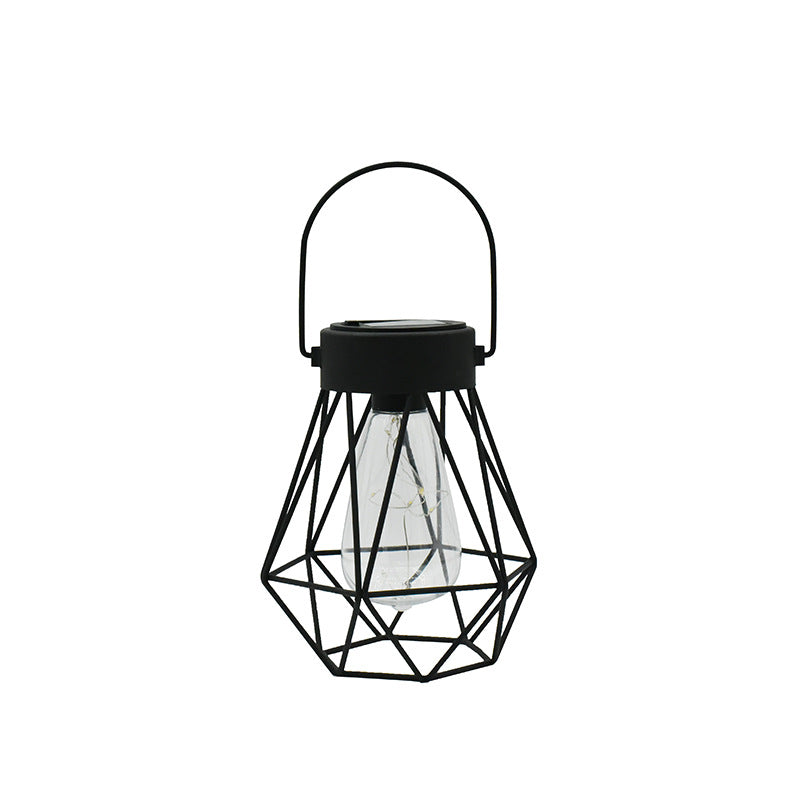 [10039] Cross-Border Iron Lantern Solar Light - Outdoor Waterproof Hanging Decor LED Lamp