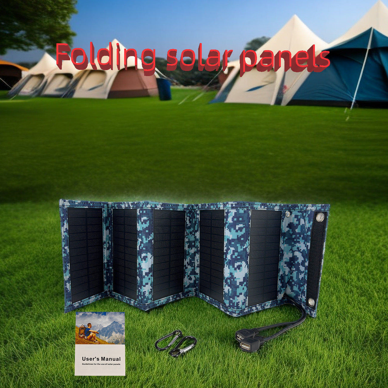 [10079] 7W 5V Solar Charging Pack, Foldable Solar Panel for Outdoor Camping