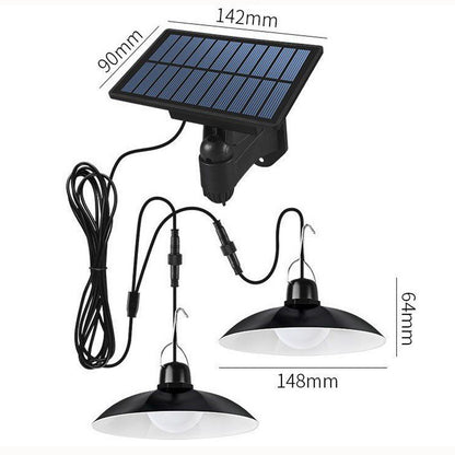 [10038] Solar Single Pendant Light Vintage Bulb Outdoor Indoor Dual Head Remote Lighting