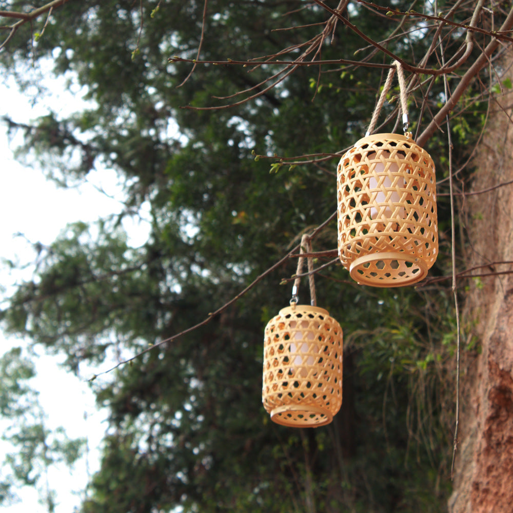 [10070] Solar Countryside Lantern with LED, Bamboo-like Garden Decoration