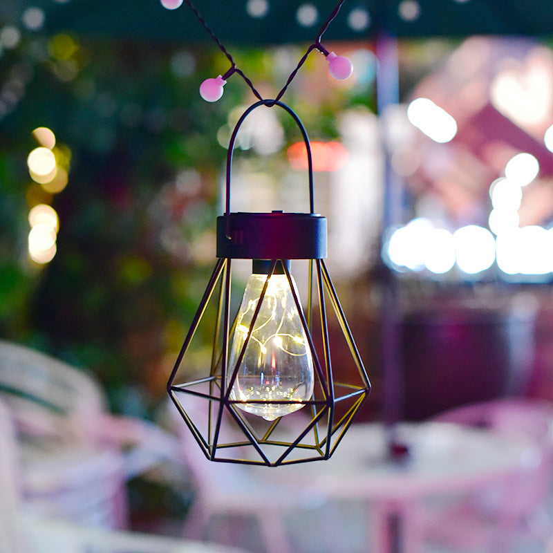 [10039] Cross-Border Iron Lantern Solar Light - Outdoor Waterproof Hanging Decor LED Lamp