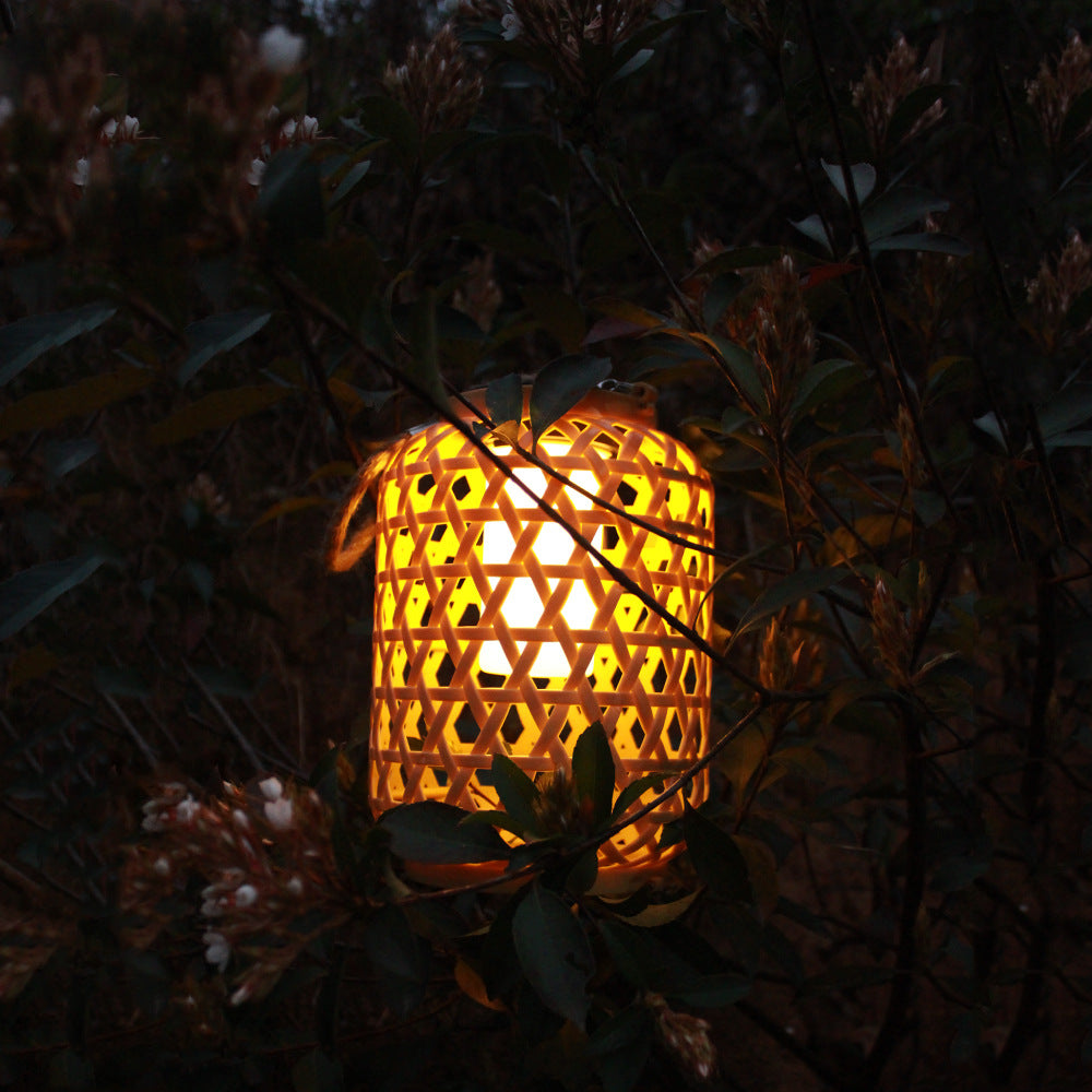 [10070] Solar Countryside Lantern with LED, Bamboo-like Garden Decoration