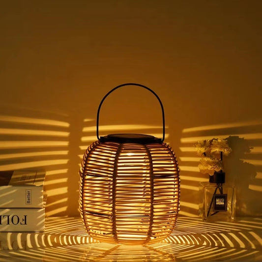 [10066] Solar Wicker Lantern Vintage Light