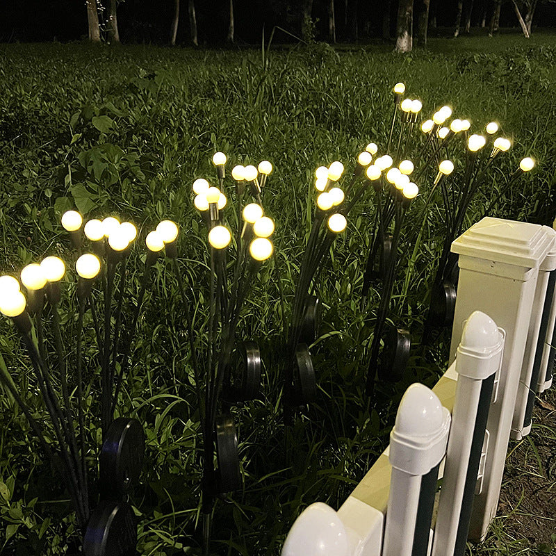 [10002] Outdoor Solar Powered Lawn Lights, Wind-Activated Firefly Lights, LED Garden Pathway Stake Lights