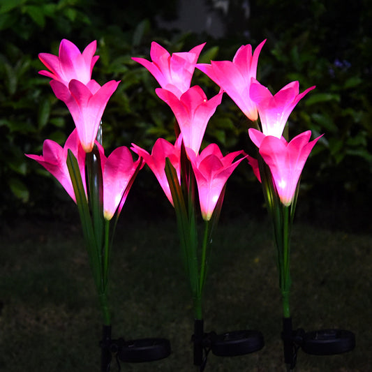 [10064] LED Solar Lily Flower Light for Outdoor Villa Garden, Solar Simulation Flower Light for Lawn