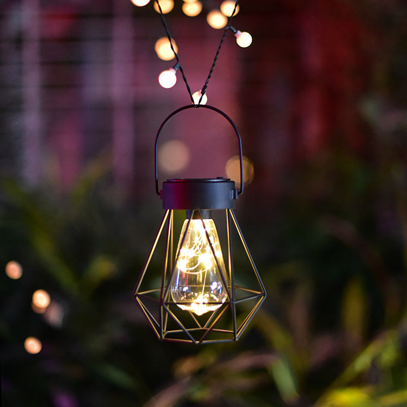 [10039] Cross-Border Iron Lantern Solar Light - Outdoor Waterproof Hanging Decor LED Lamp